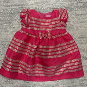 Lilly Pulitzer pink and gold metallic bow front party dress size 18-24 months